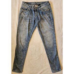 Harley-Davidson Women’s Tapered Jeans Embroidered Rhinestone 28W Sz:6 Y2K
